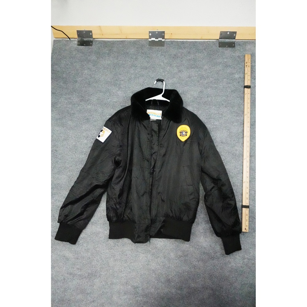 Uniforms‎ Today Black Security Bomber Jacket with Fur Collar Men Medium